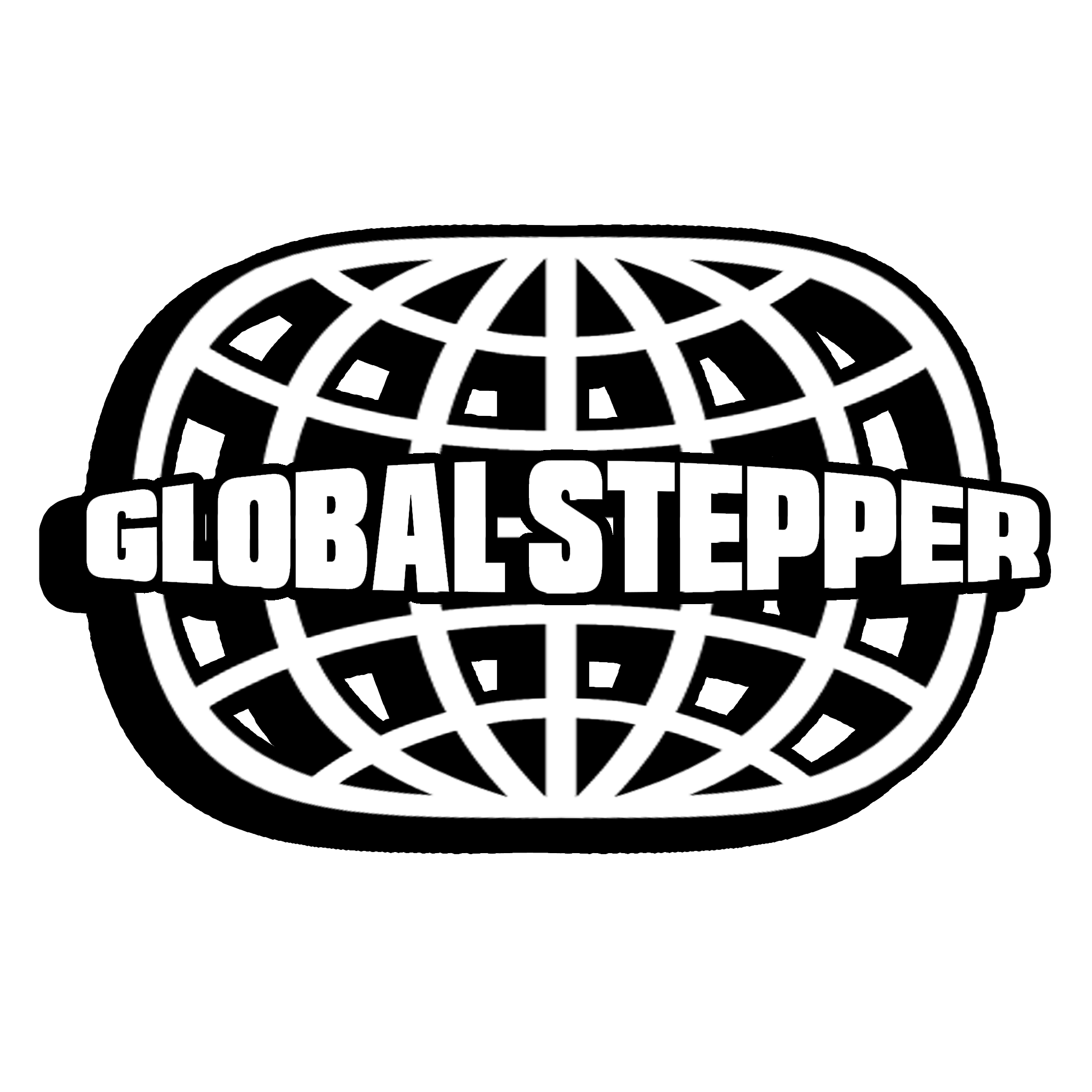 GLOBALSTEPPER black and white globe logo